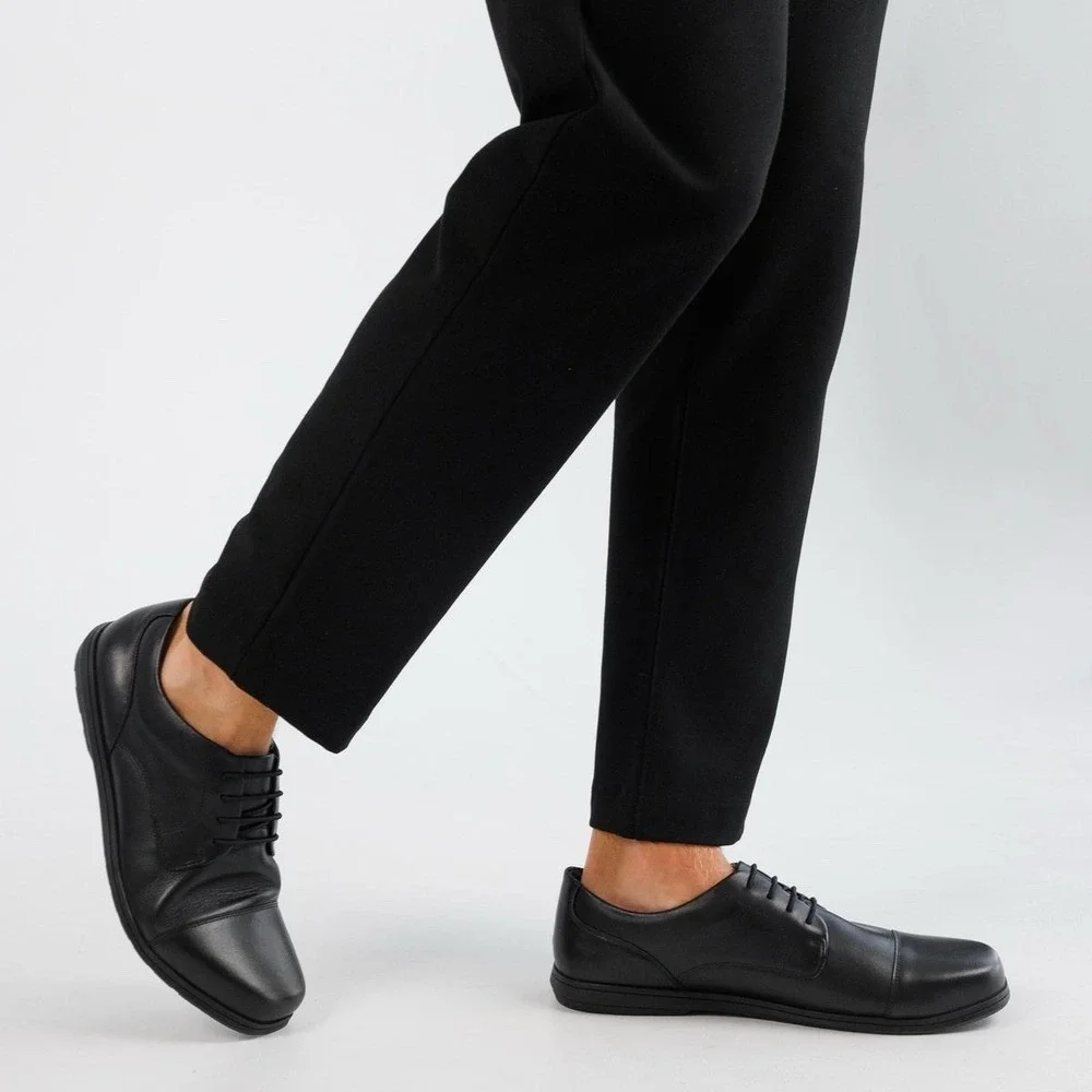 Birchbury Brenston Shoes Men's 15 Black Leather Barefoot Minimalist Derby Oxford